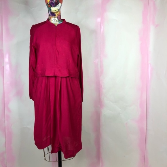 & Other Stories Dresses & Skirts - & Other Stories Long Sleeve Front Zip Layer Cerise